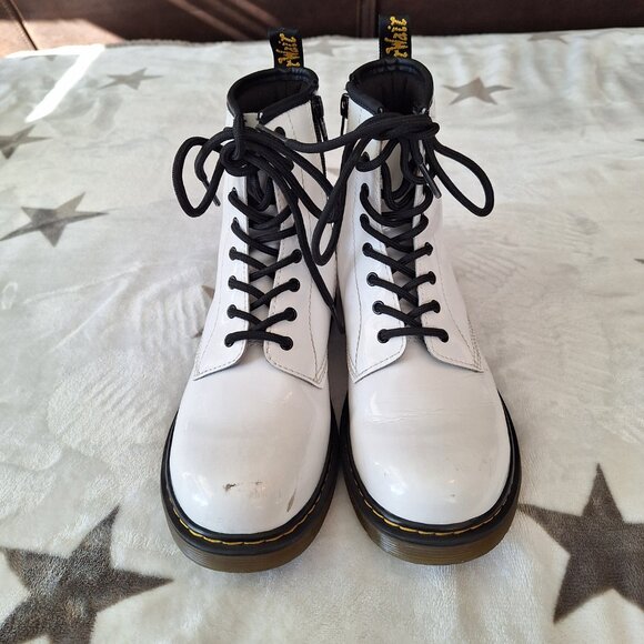 Dr. Martens 1460 Y Combat Boots Unisex Kids White Side Zip Size M5/6L - Picture 3 of 13